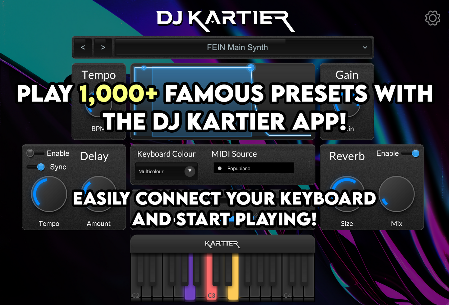 Kartier Keyboard Ultimate Bundle With 1,000+ Famous Sounds/Presets - 29 Customizable Light-Up Keys, USB & Bluetooth Connection, IOS & Android App (Limited Presale)