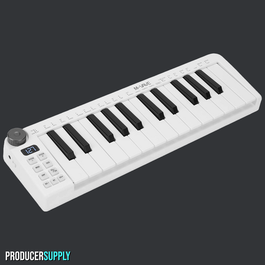 M-WAVE MIDI Keyboard - 25 Velocity Sensitive Keys, Customizable Knob, Compatible With Win/Mac/IOS/Android
